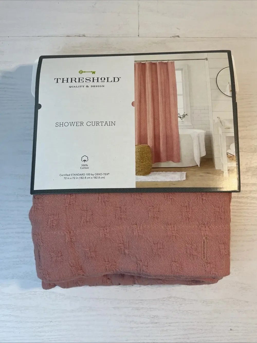 Threshold Diamond Matelesse Fabric Shower Curtain Rose 72